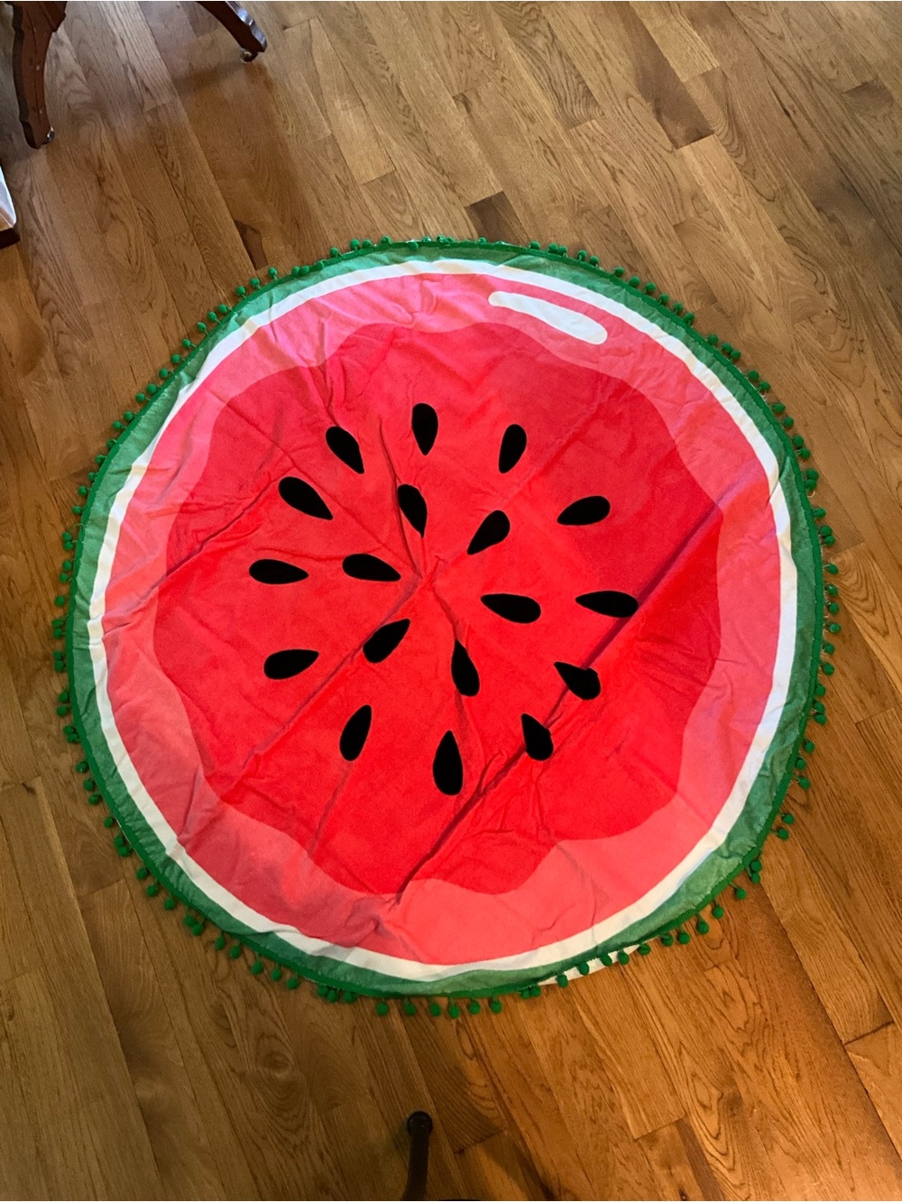 Moda Watermelon Round Beach Towel in Red, Green, Black